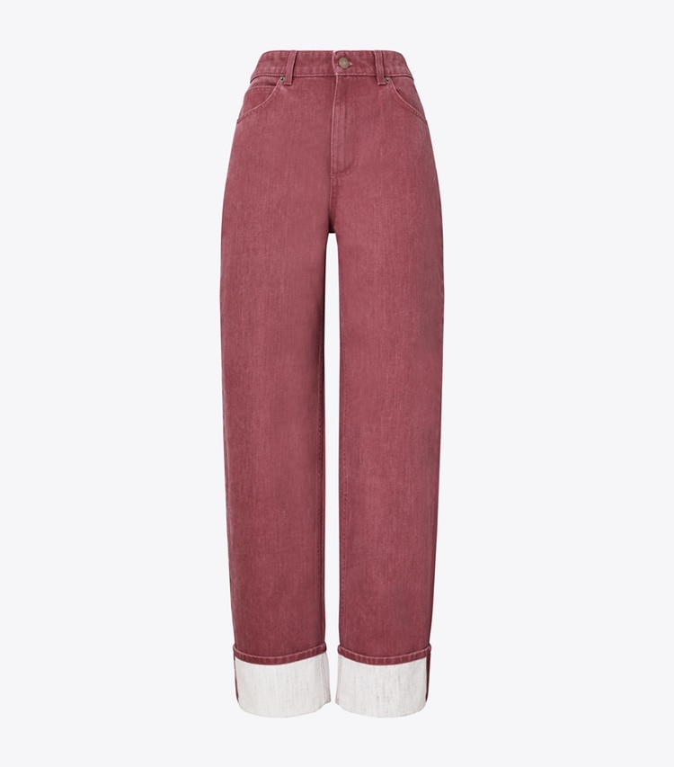 Tory Burch designer ボトムス ロールアップ ジーンズ in Distressed Rust front