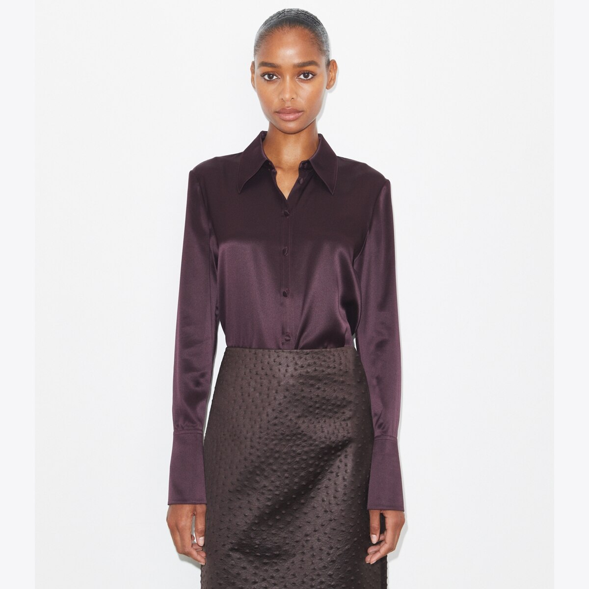 Cuffed Silk Shirt: Women's Clothing | Tops | Tory Burch EU