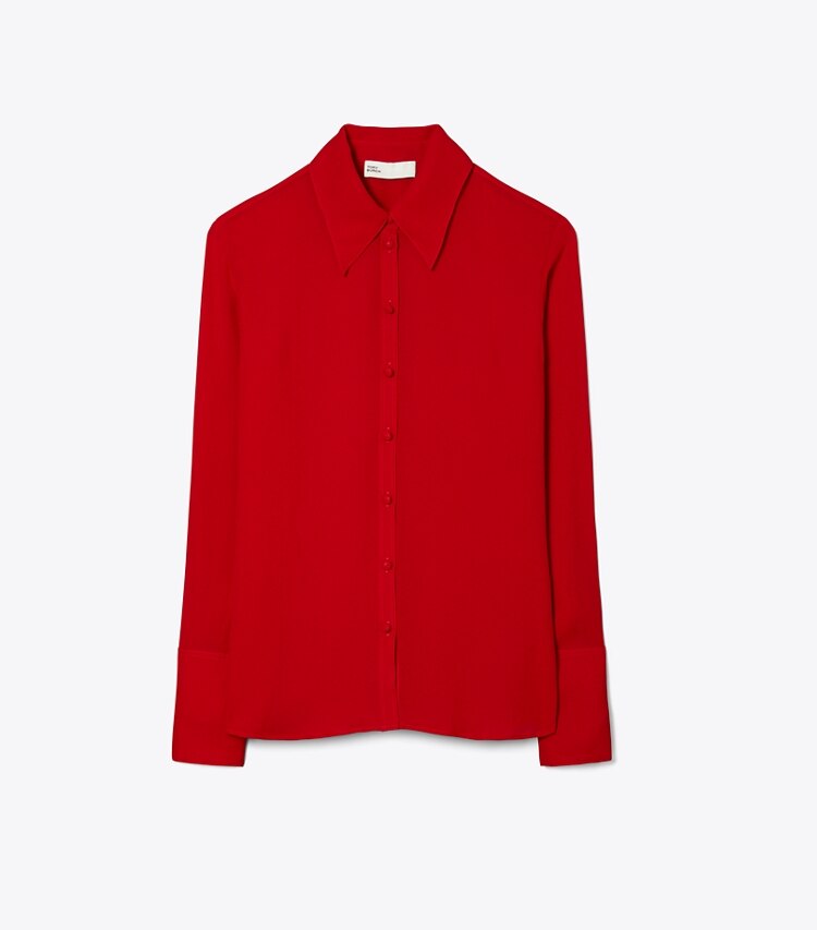 Cuffed Viscose Shirt: Women's Designer Tops | Tory Burch