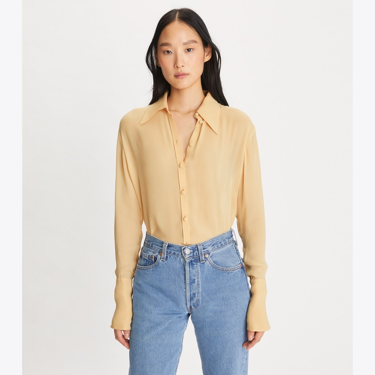 cuffed-viscose-shirt-on-model-
