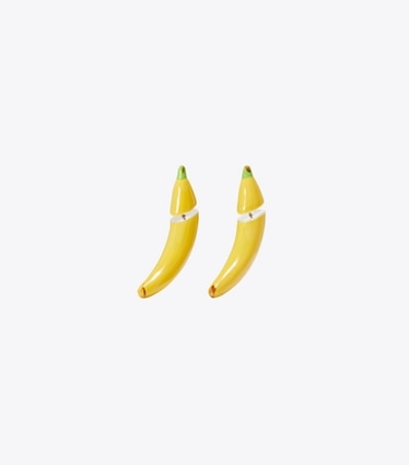 Tory Burch designer earrings Curiosity Banana Earrings in Yellow front
