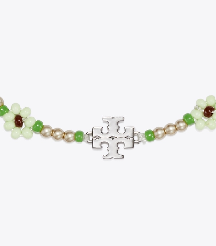 Tory Burch designer bracelets Curiosity Beaded Flower Bracelet in Mint detail