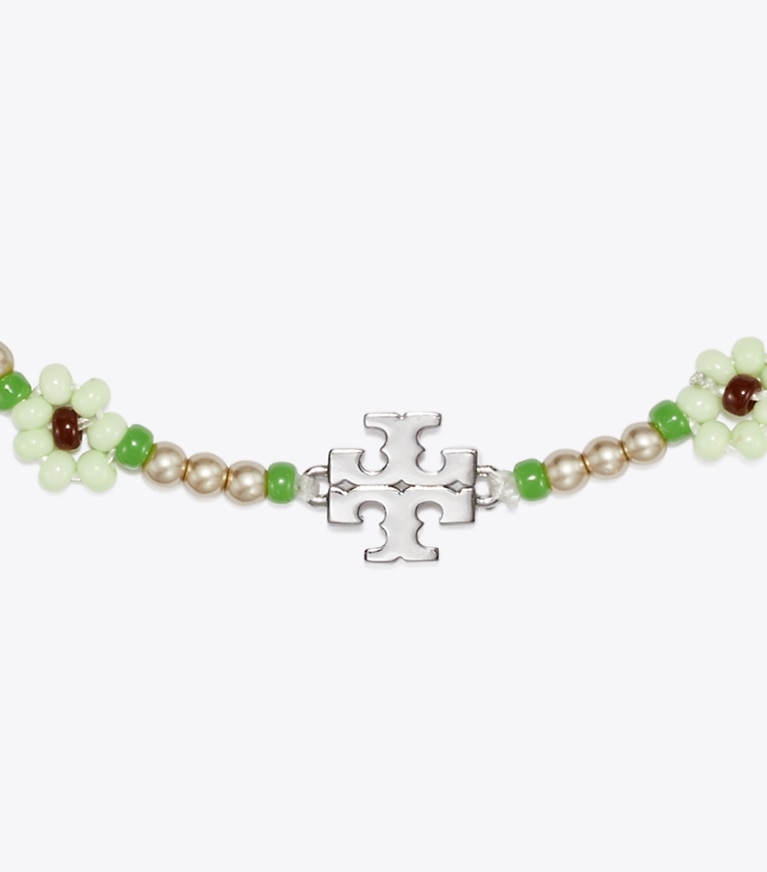Tory Burch designer bracelets Curiosity Beaded Flower Bracelet in Mint detail