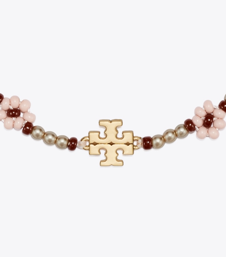 Tory Burch designer bracelets Curiosity Beaded Flower Bracelet in Light Pink detail