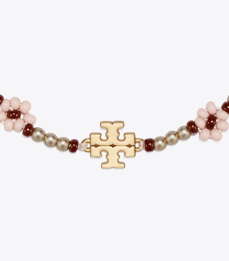 Tory Burch designer bracelets Curiosity Beaded Flower Bracelet in Light Pink detail