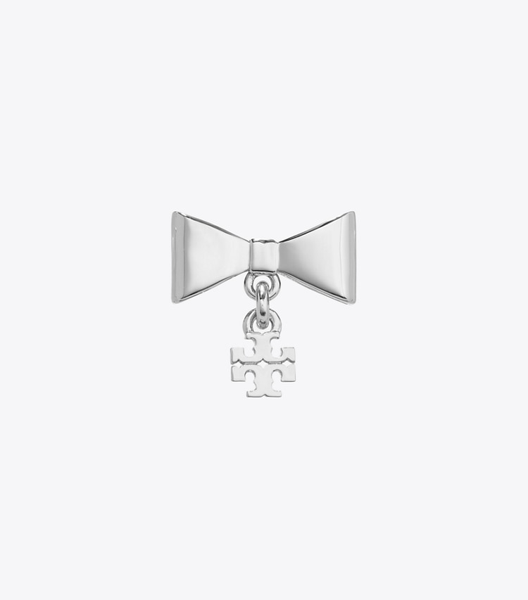Tory Burch designer earrings Curiosity Bow Earrings in Tory Silver detail
