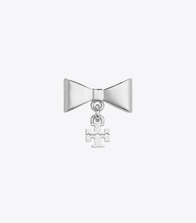 Tory Burch designer earrings Curiosity Bow Earrings in Tory Silver detail