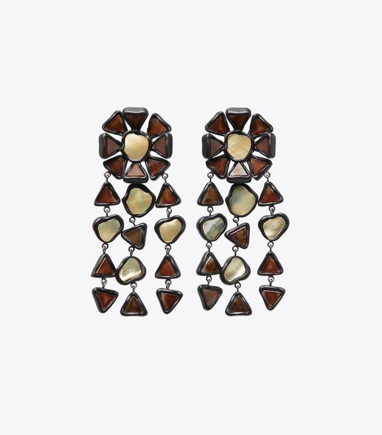 Tory Burch designer ohrringe Curiosity Chandelier-Ohrringe aus Kunstharz in Black front