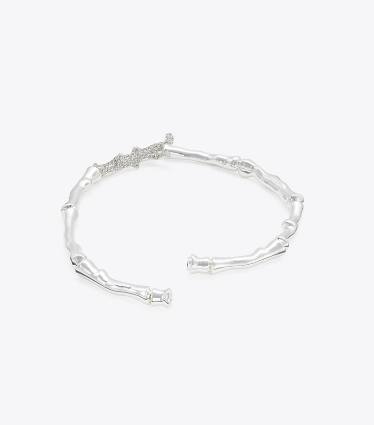 Tory Burch designer necklaces Curiosity Coral Necklace in Light Silver / Crystal front