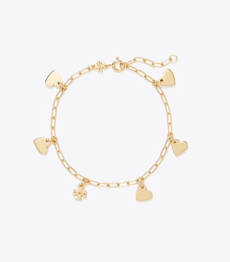 Tory Burch designer armbänder Curiosity Heart Armband in Tory Gold front