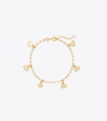Tory Burch designer bracelets Curiosity Heart Bracelet in Tory Gold front