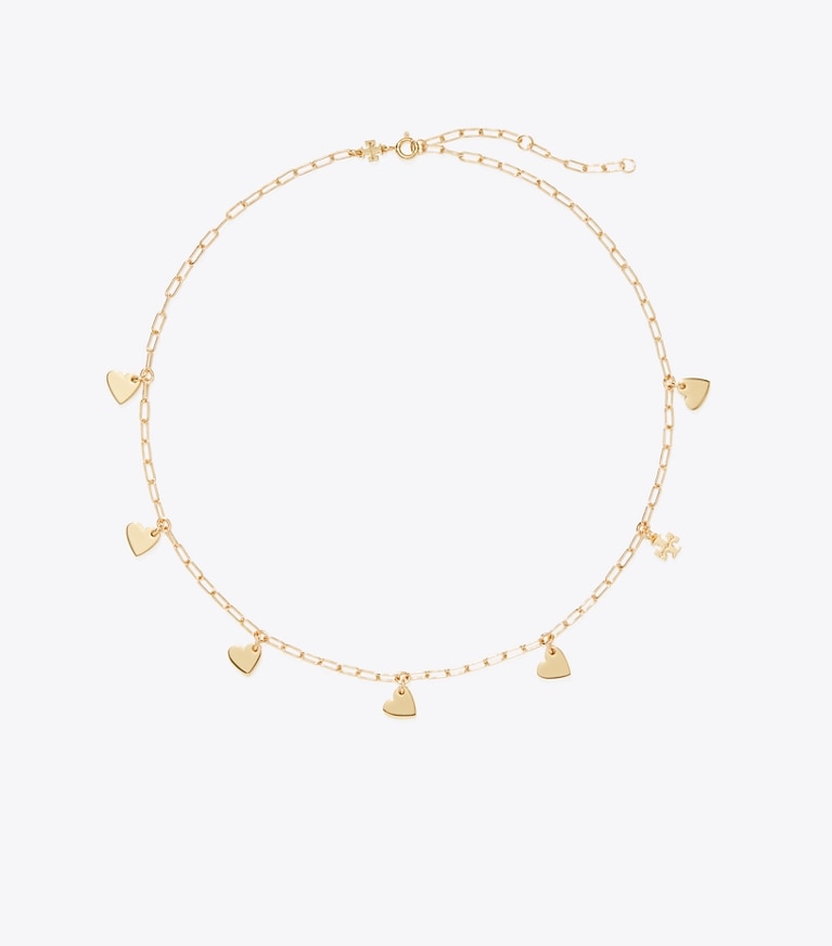 Tory Burch designer halsketten Curiosity Heart Halskette in Tory Gold front
