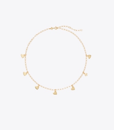 Tory Burch designer necklaces Curiosity Heart Necklace in Tory Gold front