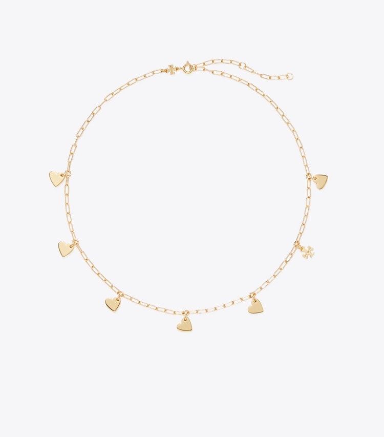 Tory Burch designer necklaces Curiosity Heart Necklace in Tory Gold front