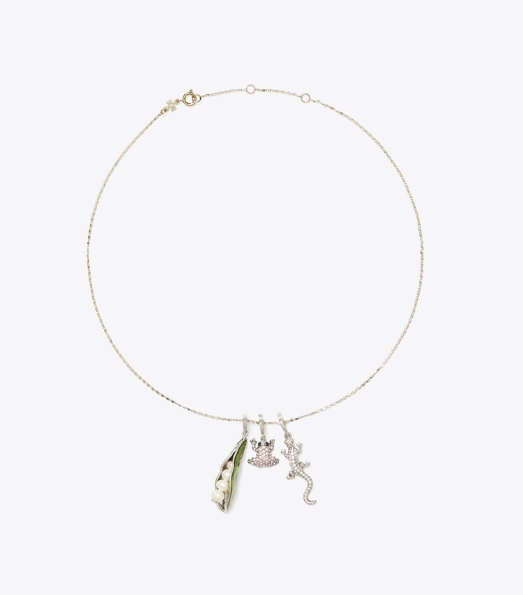 Tory Burch designer hair pins Curiosity Pea Pod Charm in Green overhead