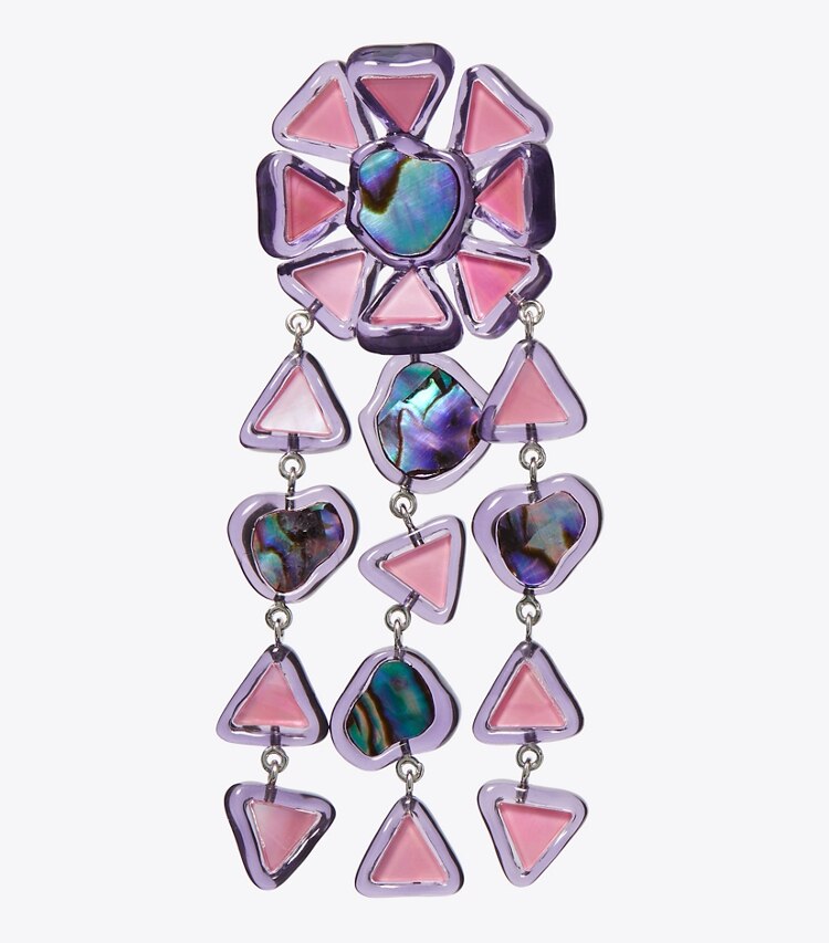 Tory Burch designer earrings Curiosity Resin Chandelier Earrings in Pink detail