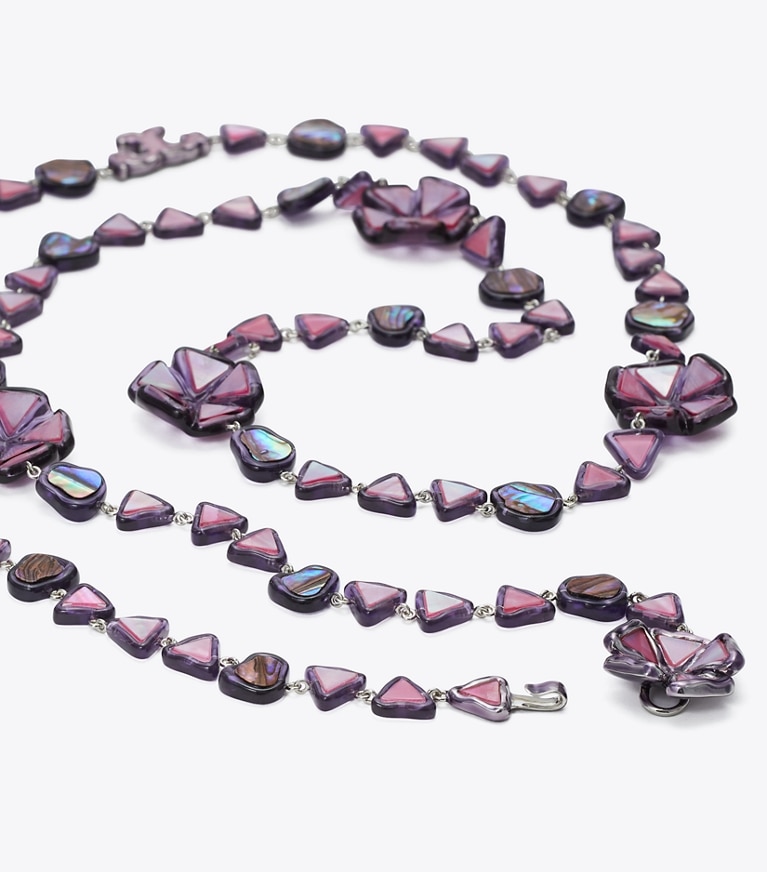 Tory Burch designer necklaces Curiosity Resin Long Necklace in Pink front