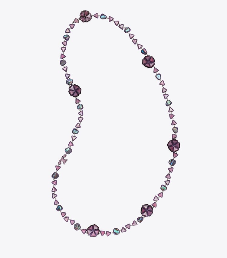 Tory Burch designer necklaces Curiosity Resin Long Necklace in Pink front