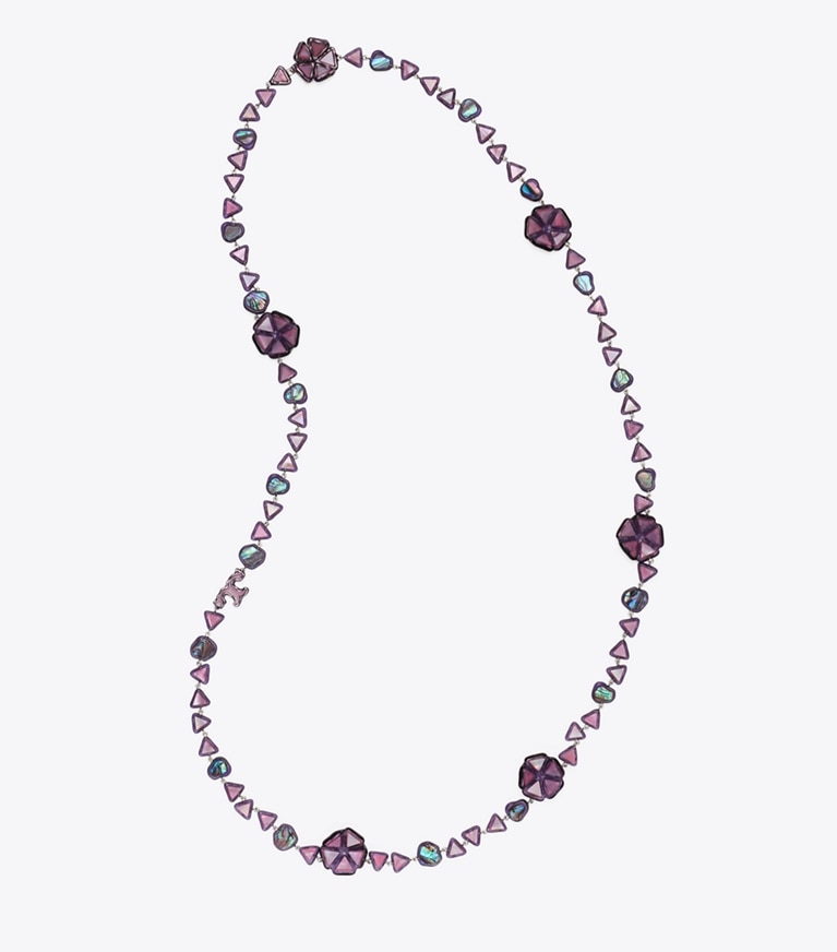 Tory Burch designer necklaces Curiosity Resin Long Necklace in Pink front