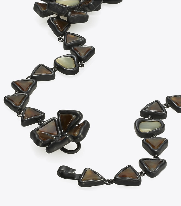 Tory Burch designer necklaces Curiosity Resin Triple Strand Necklace in Black detail