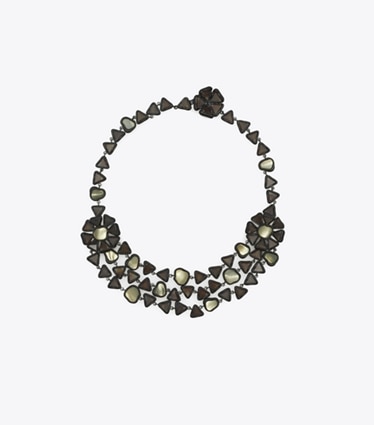 Tory Burch designer necklaces Curiosity Resin Triple Strand Necklace in Black front