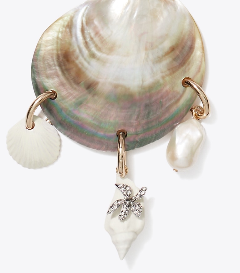 Tory Burch designer necklaces Curiosity Shell Pendant Necklace in Black / Ivory detail