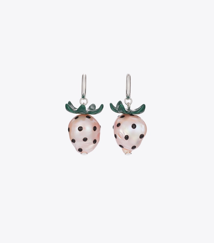 Tory Burch designer イヤリング＆ピアス キュリオシティ ストロベリー ピアス in Light Silver / Pink ディテール