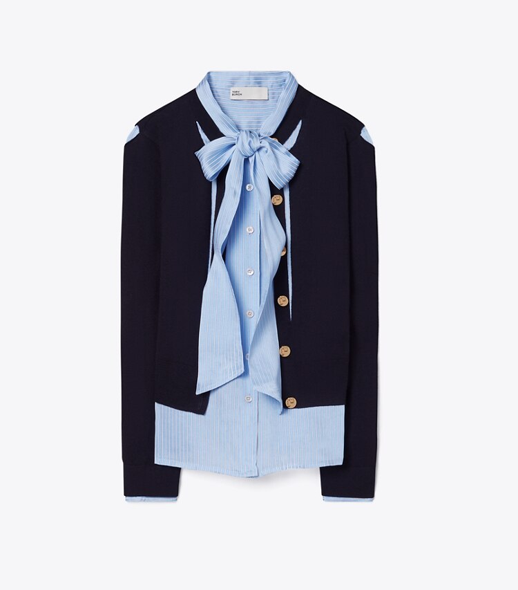 Tory Burch designer sweaters Cut-Out Cardigan in Med Navy front