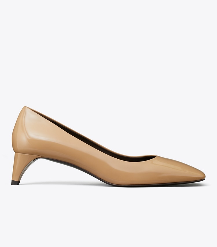 Tory Burch designer heels Cut-Out Kitten Heel Pump in ALMOND SHELL side