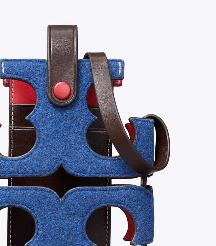 Tory Burch designer mini bags Cut Out Logo Felt Phone Crossbody in Bright Indigo detail