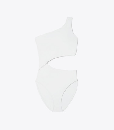 Tory Burch designer one pieces Cut-Out Swimsuit in White front