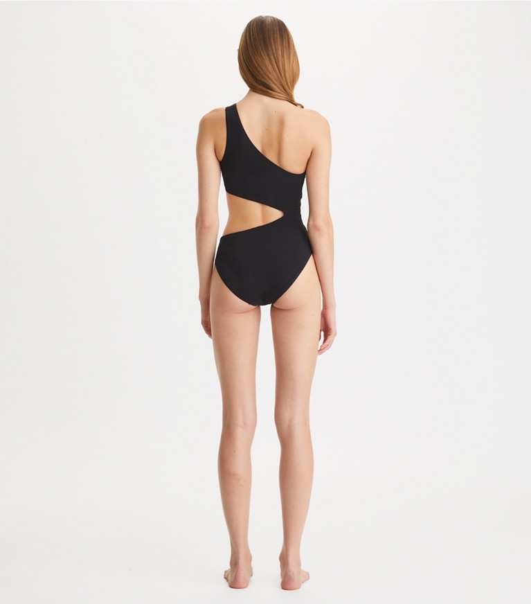 Tory Burch designer une pièce Cut-Out Swimsuit in Black front