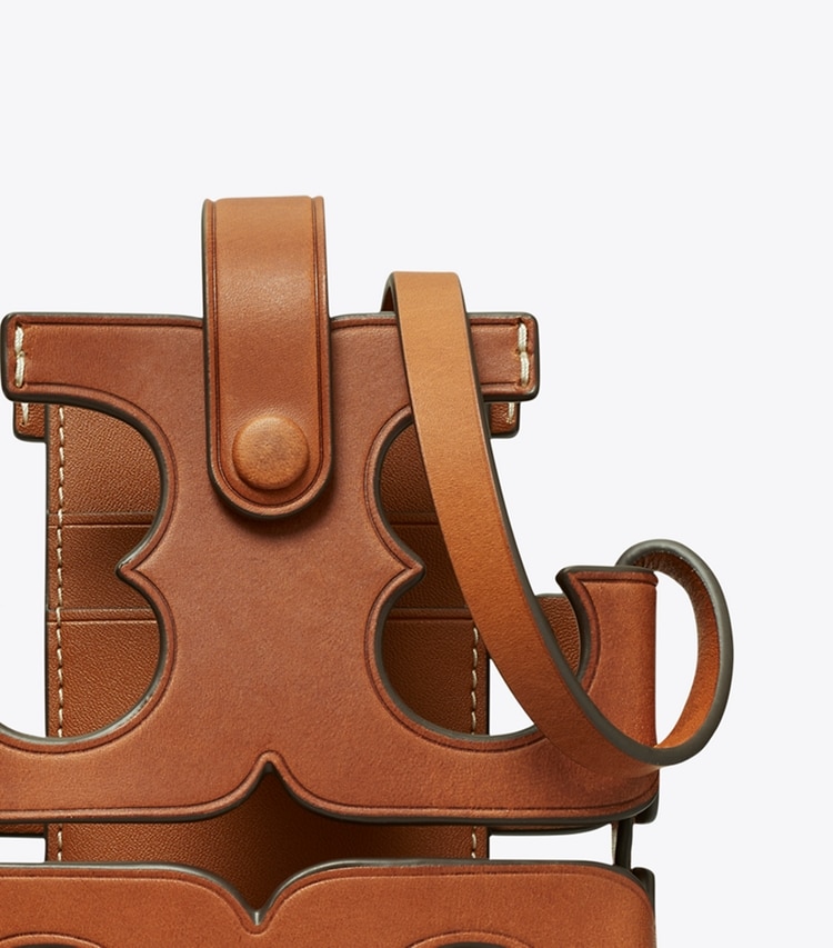 Tory Burch designer mini bags Cutout Logo Phone Crossbody in Classic Cuoio detail