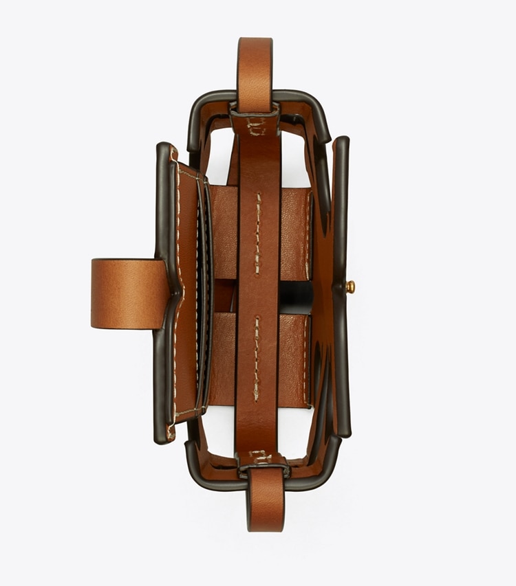 Tory Burch designer mini bags Cutout Logo Phone Crossbody in Classic Cuoio overhead