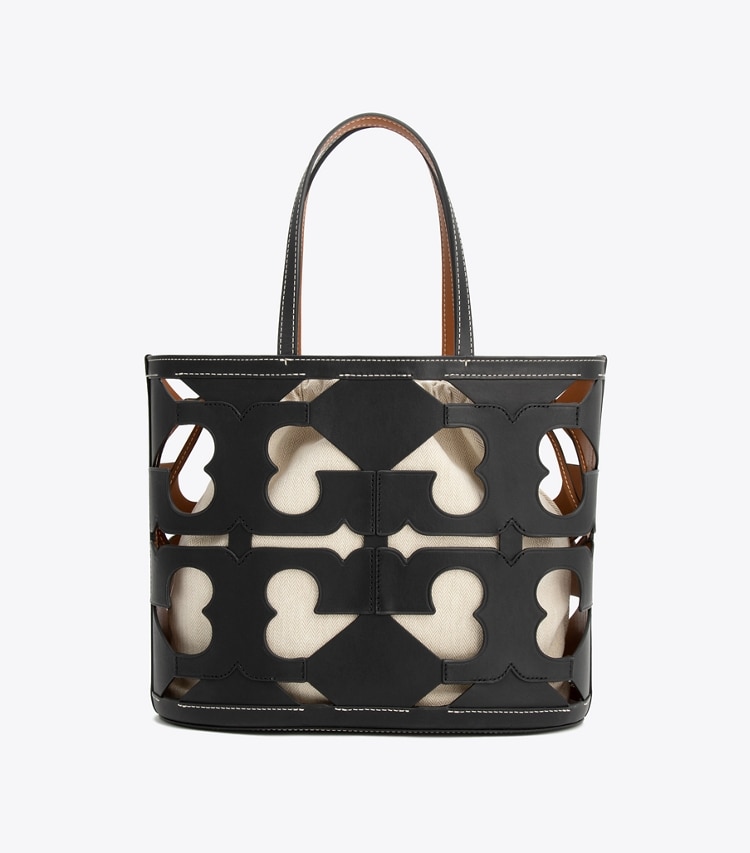 Tory Burch designer tote bags Cutout Logo Small Tote in Black front