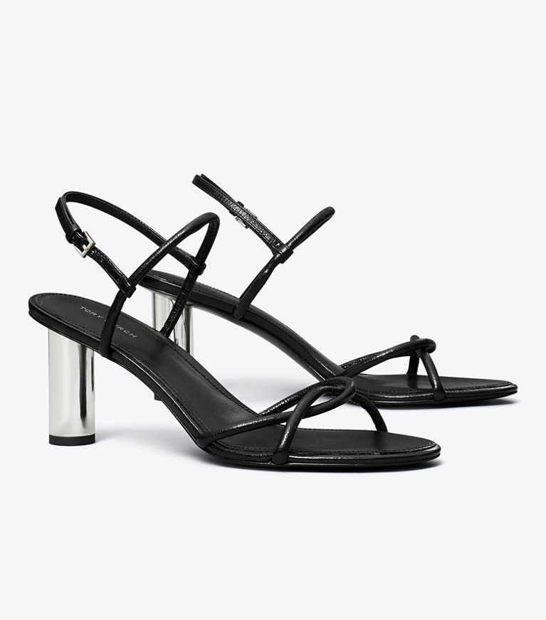 Tory burch black outlet and silver sandals