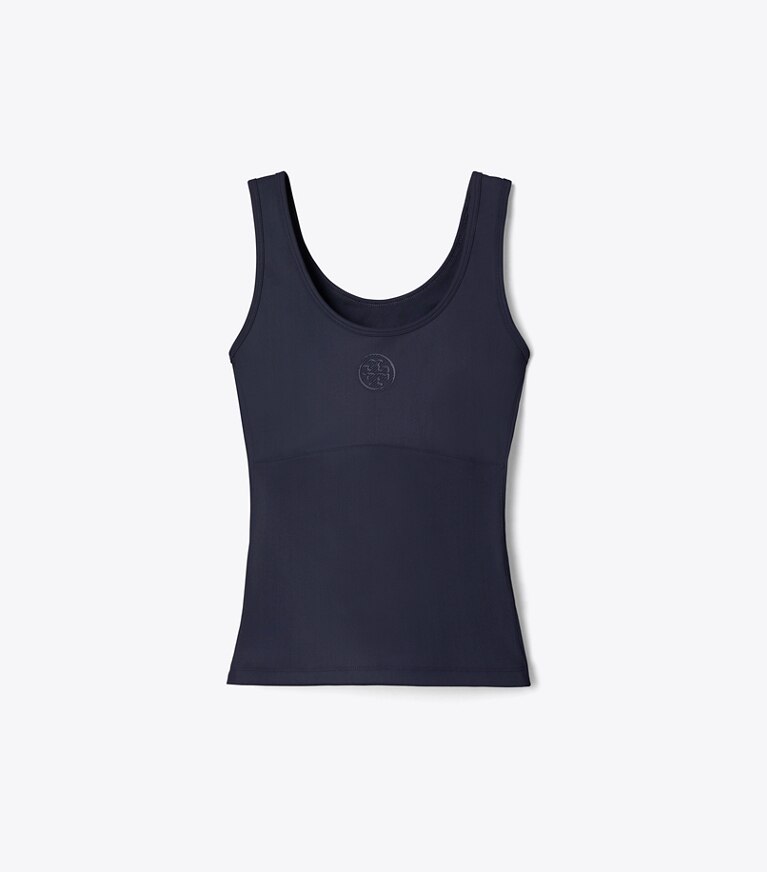 Tory Burch designer hauts Débardeur de tennis à logo embossé dans Medium Navy de face