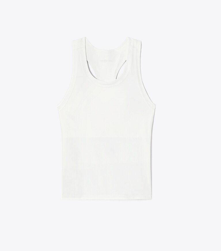 Tory Burch designer hauts Débardeur de tennis dos nageur en jersey technique dans Snow White de face