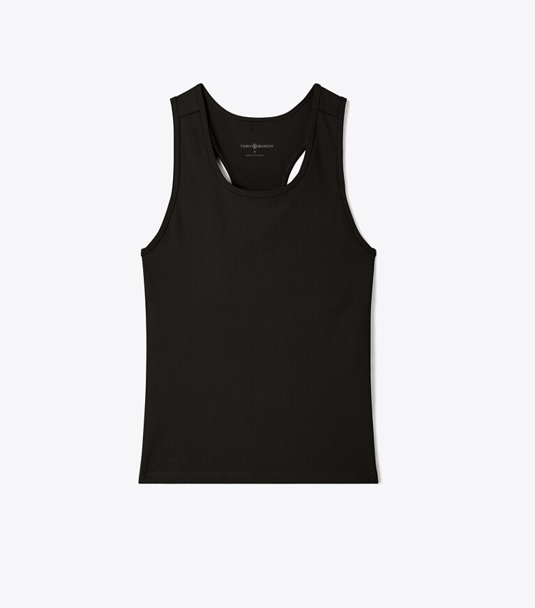 Tory Burch designer hauts Débardeur de tennis dos nageur en jersey technique dans Black de face