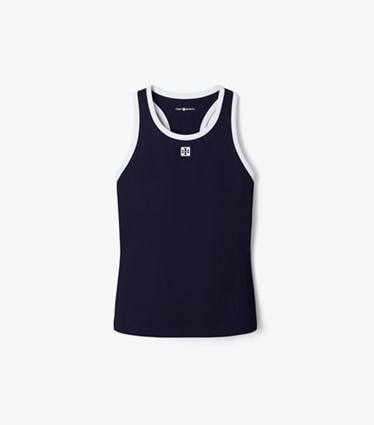 Tory Burch designer hauts Débardeur de tennis en jersey in Deep Navy / Snow White front
