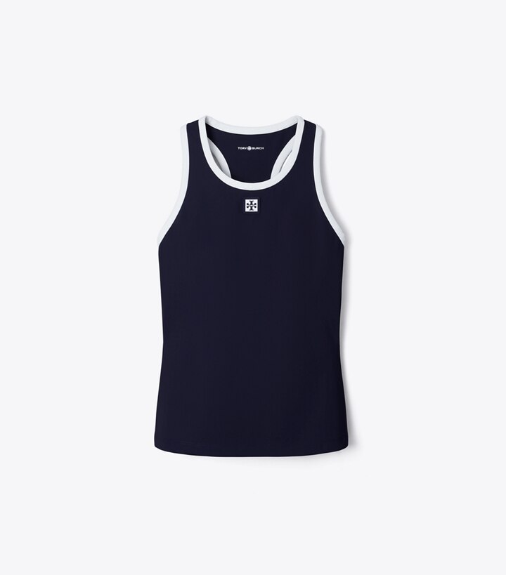 Tory Burch designer hauts Débardeur de tennis en jersey in Deep Navy / Snow White front