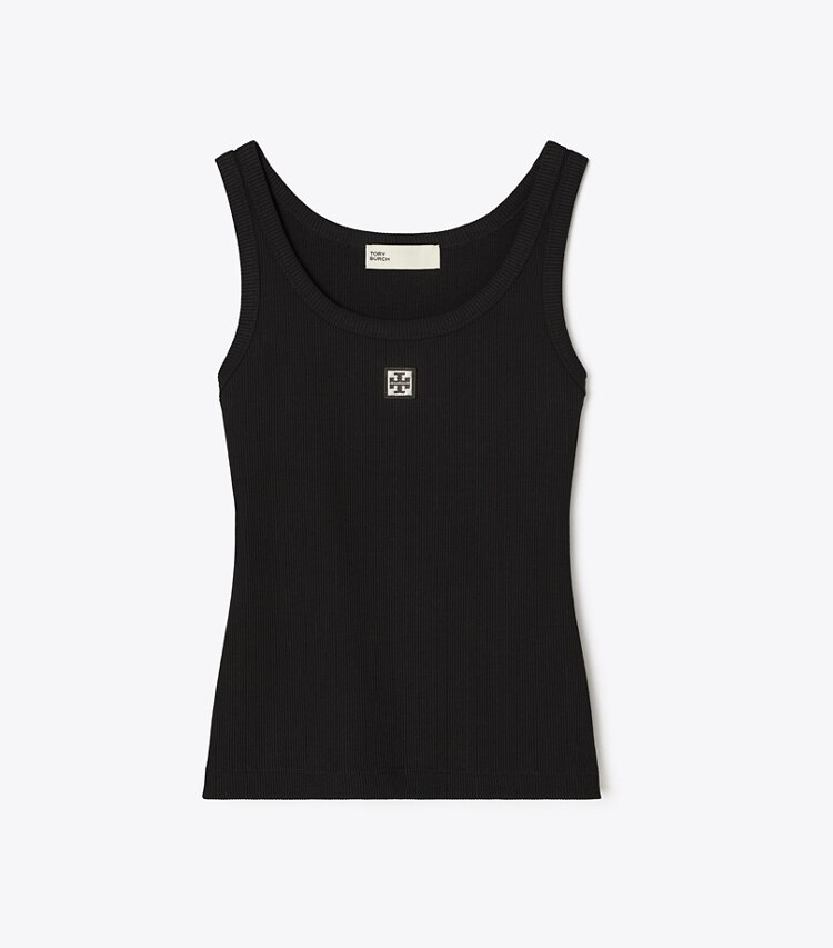 Tory Burch designer hauts Débardeur en coton à encolure dégagée dans Black de face