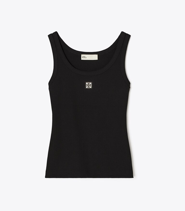 Tory Burch designer hauts Débardeur en coton à encolure dégagée dans Black de face
