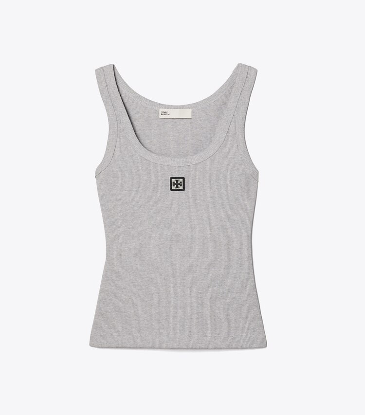 Tory Burch designer hauts Débardeur en coton à encolure dégagée dans Medium Heather Gray de face