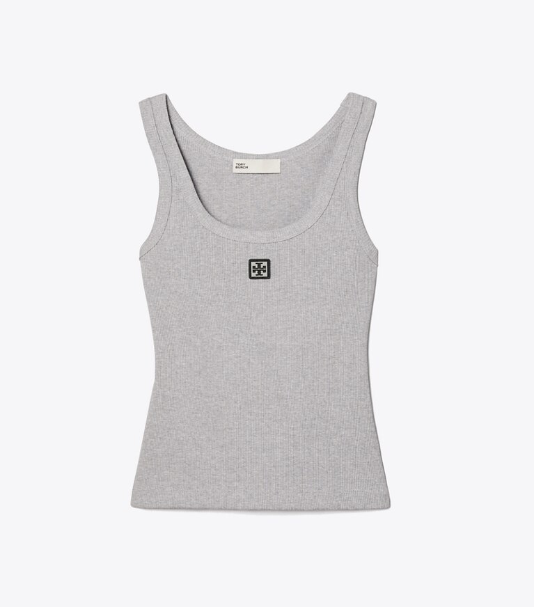 Tory Burch designer hauts Débardeur en coton à encolure dégagée dans Medium Heather Gray de face
