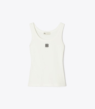 Tory Burch designer hauts Débardeur en coton à encolure dégagée dans Snow White de face