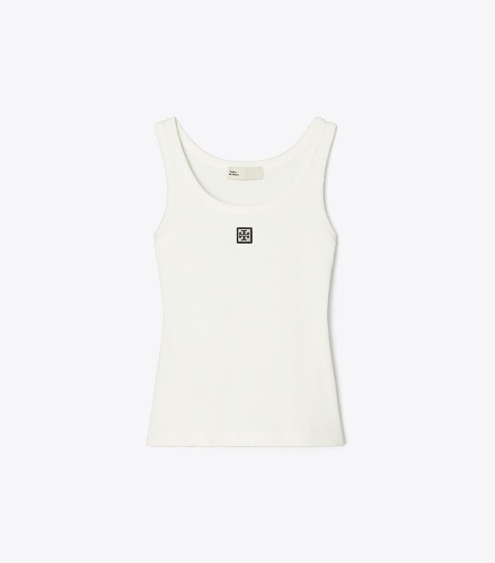 Tory Burch designer hauts Débardeur en coton à encolure dégagée dans Snow White de face