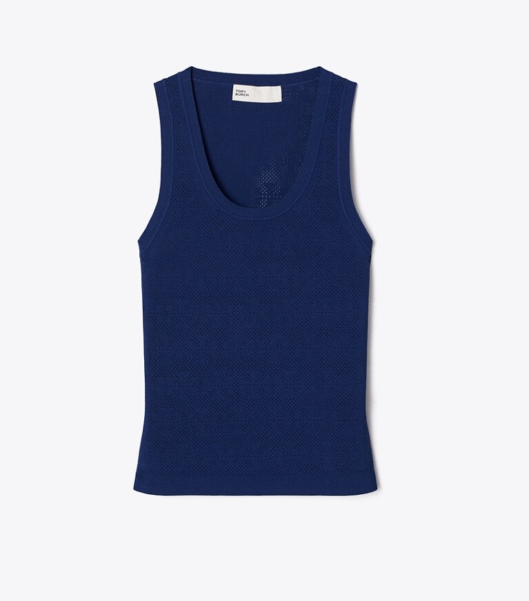 Tory Burch designer sweaters Débardeur en viscose à point pointelle dans Ocean de face
