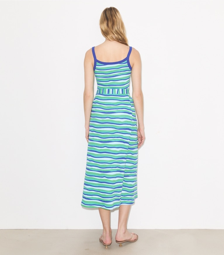 Tory Burch designer paréos Débardeur rayé en coton in Blue Stripe on model back