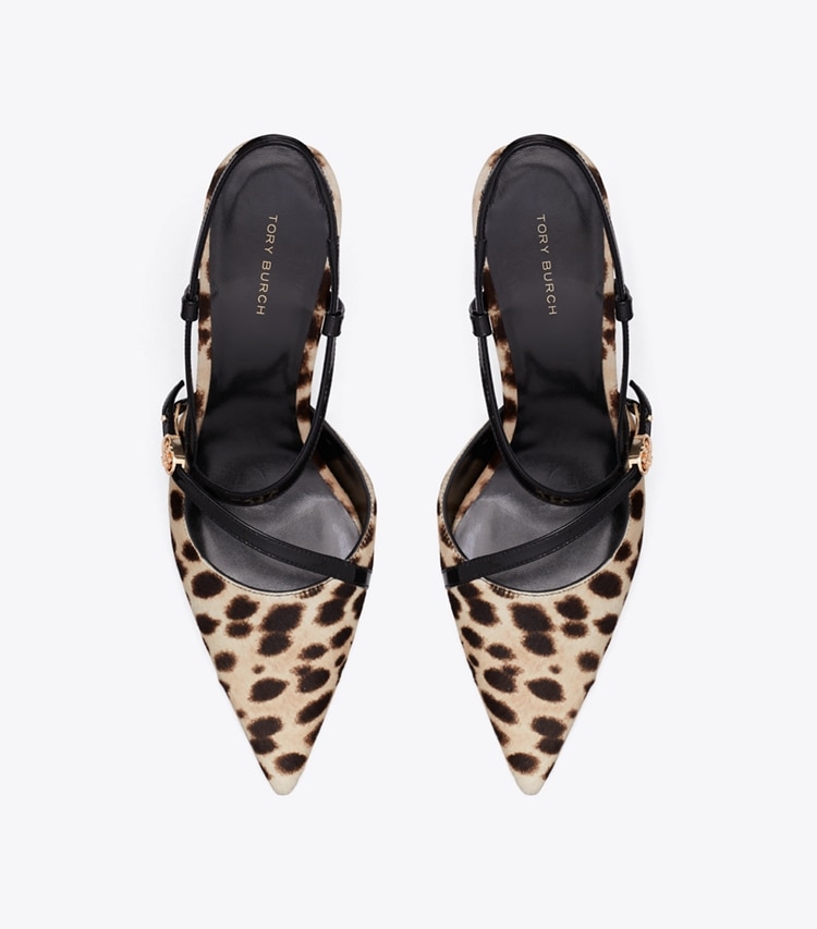 Tory Burch designer scarpe con tacco Décolleté con laccetto con fibbia a doppia T in CHEETAH SPOTS superiore